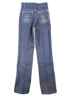 Maverick Vintage 70s Jeans Youth 16 Blue Dark Wash Flare Slim‎ Deadstock
